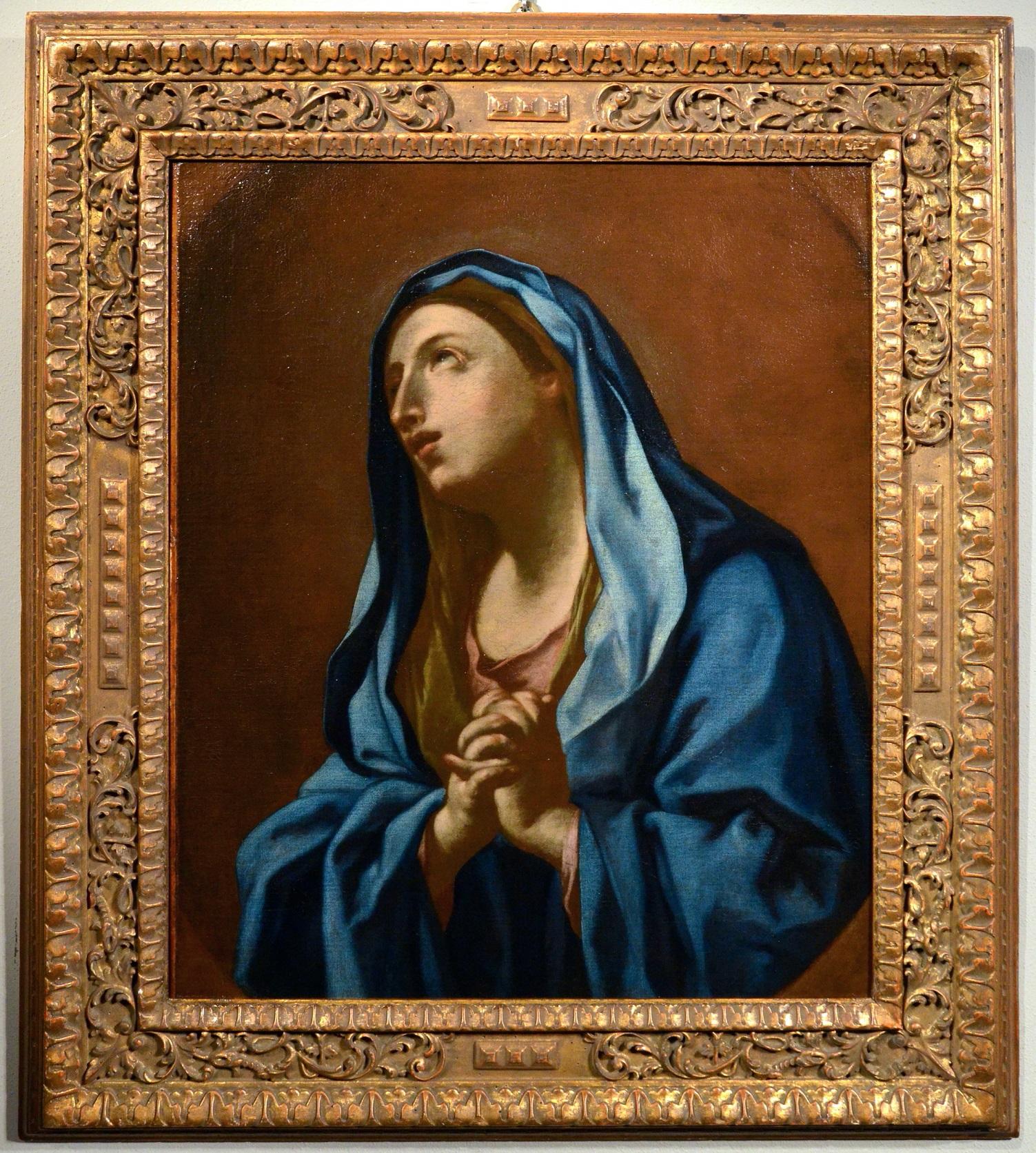 Virgin Madonna Oil on canvas Paint Old master Roman School 17/18th Century Italy - Painting by Unknown