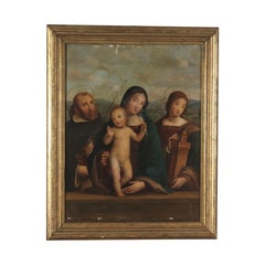Virgin Mary with Child and Saints Oil on Board 19th Century