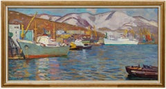 Vitali Timofeevich Davidov (1923-2007) - Olio della Russian School, Nel porto