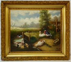 Vito Tongiani Country Ducks Painting 20th c.