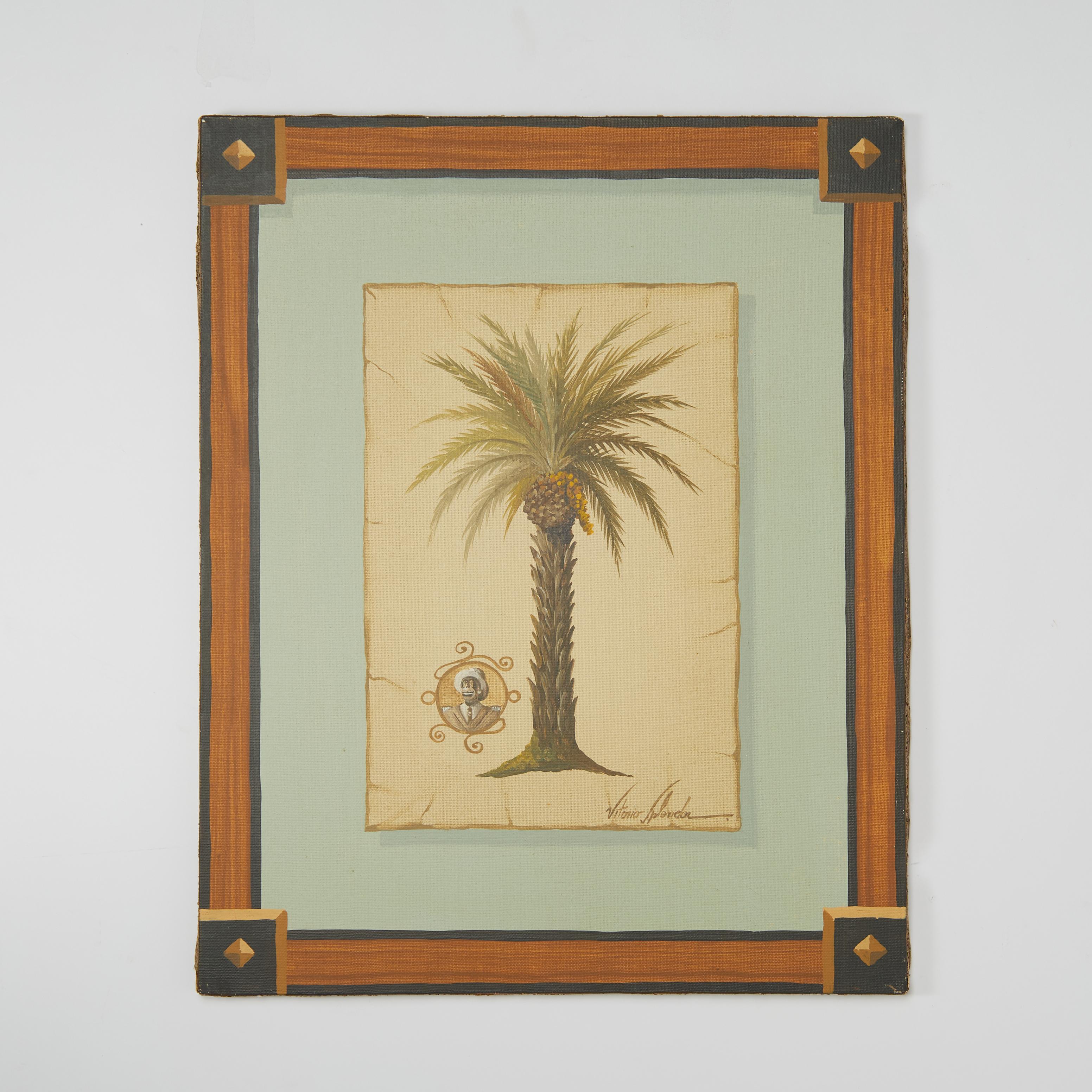 Vitorio Splendore Pair of Vintage Palm Tree Paintings For Sale 1