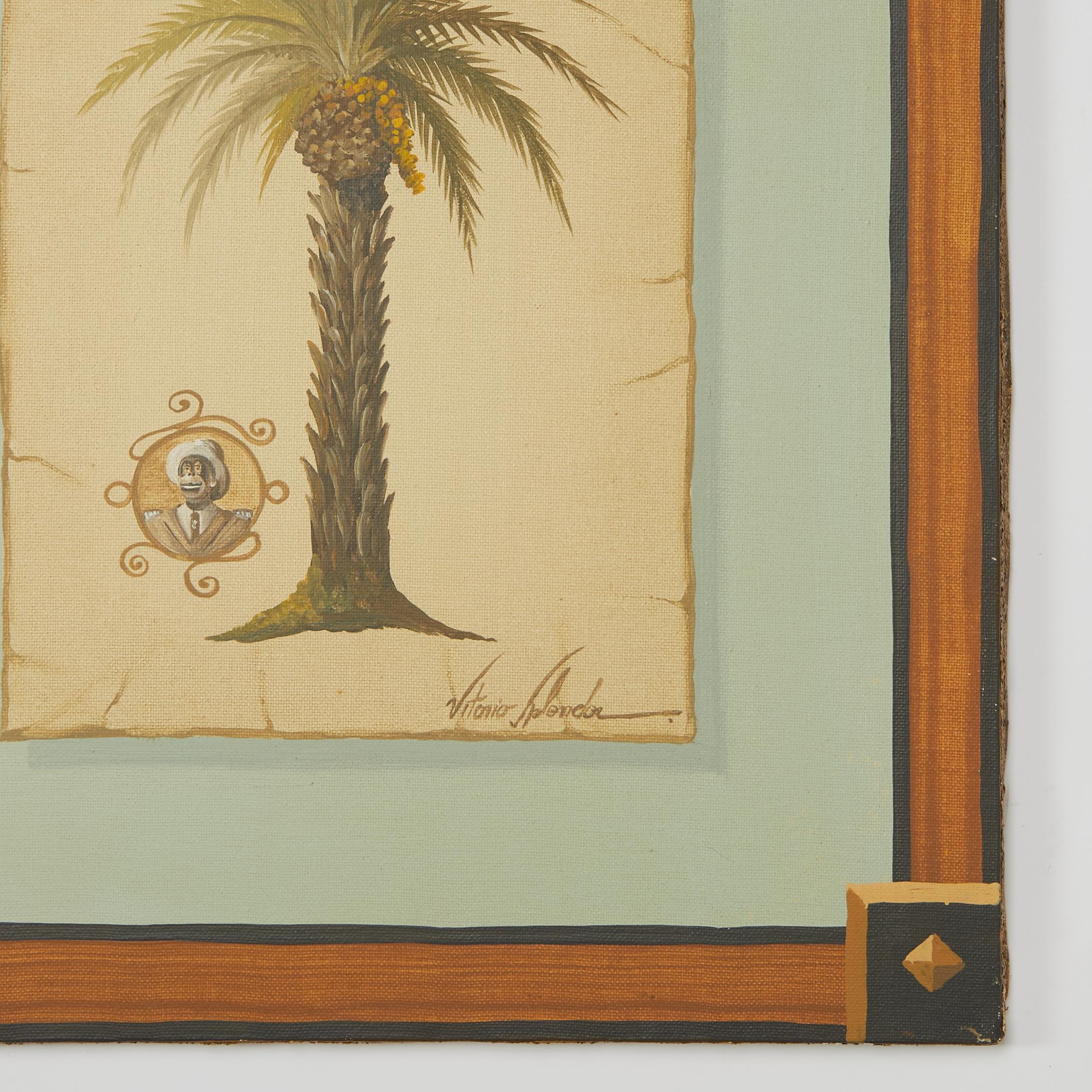 Vitorio Splendore Pair of Vintage Palm Tree Paintings For Sale 4