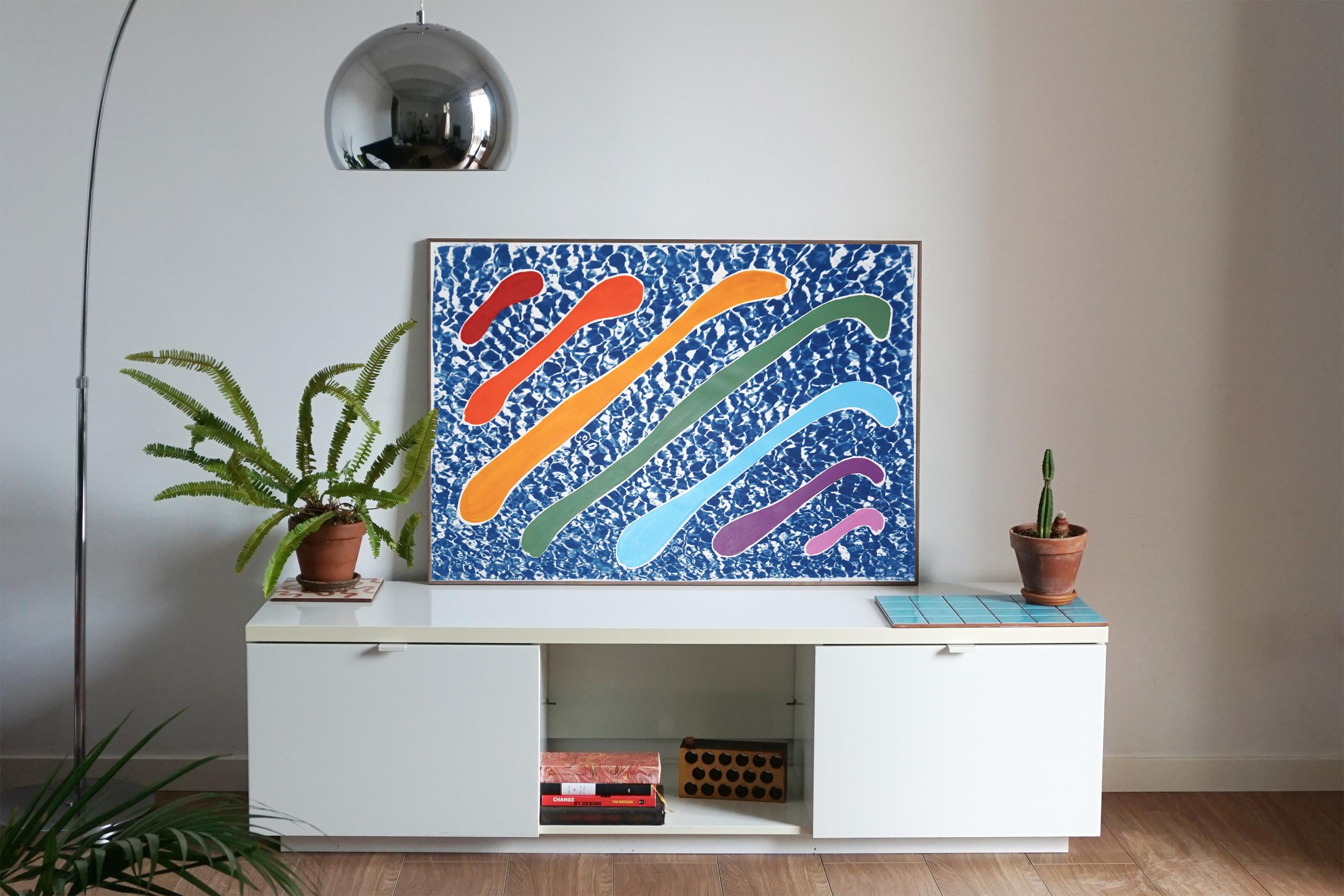 Vivid Rainbow, Mixed Media Acrylic Painting, Pastel Tones, Organic Shapes, 2020 3