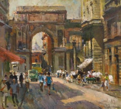 Vladimir Litvinienko (1930-2011) - Framed 20th Century Oil, Old Town, Genoa