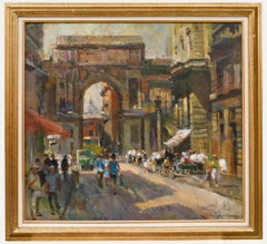 Vladimir Litvinienko (1930-2011) - Framed 20th Century Oil, Old Town, Genoa