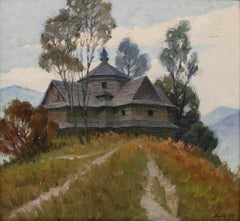Vladimir Lykho (1924) - 1977 Óleo, Atardecer en las montañas