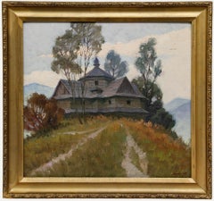 Vladimir Lykho (1924) - 1977 Óleo, Atardecer en las montañas