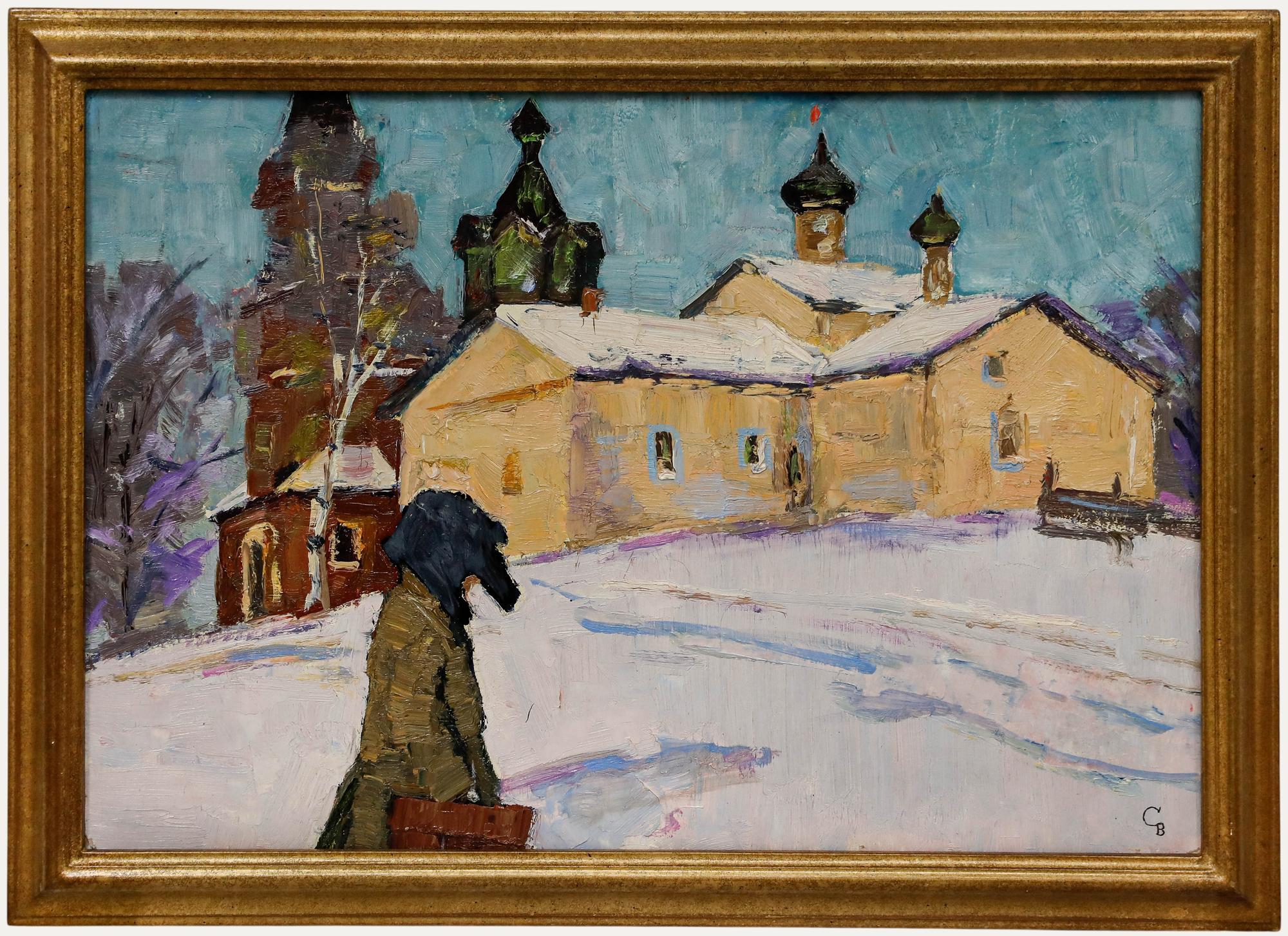 Vladimir Skriabin (1927-1989) - Encadré Huile du milieu du 20e siècle, paysage d'hiver