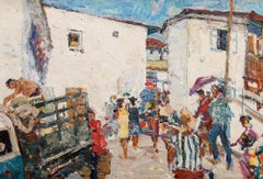 Vladimir Trofimovich Skriabin (1927-1989) - Olio incorniciato, Strada a Gurzuf