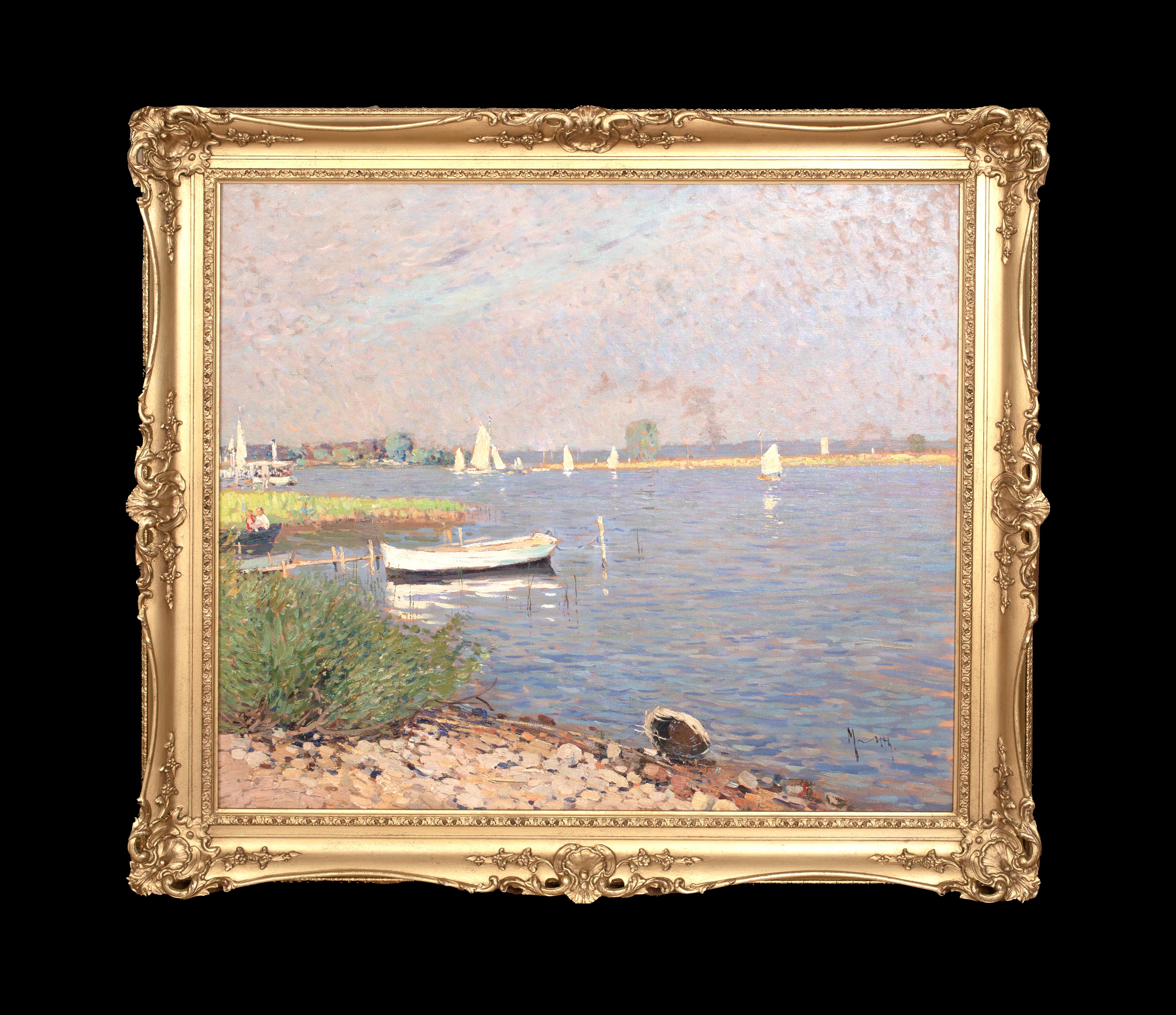 Voiliers à Argenteuil, Siglo XIX  Círculo de Gustave CAILLEBOTTE (1848-1894) - Painting de Unknown