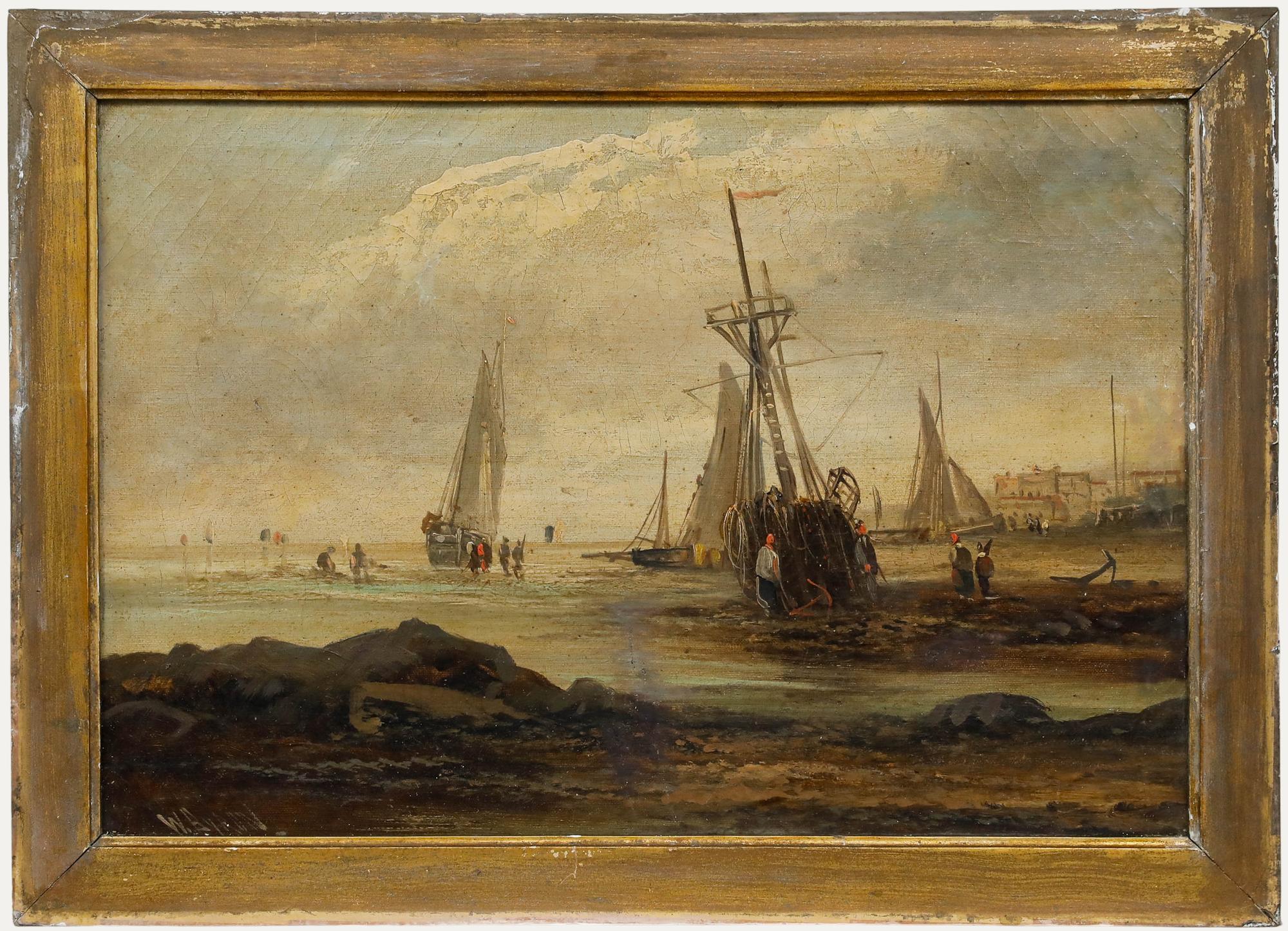 W. Byron (1860-1920) - Gerahmtes Öl des späten 19. Jahrhunderts, Ebbe