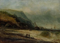 W. Byron (1860-1920) - Late 19th Century Oil, Shipwreck Under the Cliffs