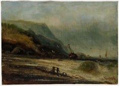 W. Byron (1860-1920) - Late 19th Century Oil, Shipwreck Under the Cliffs