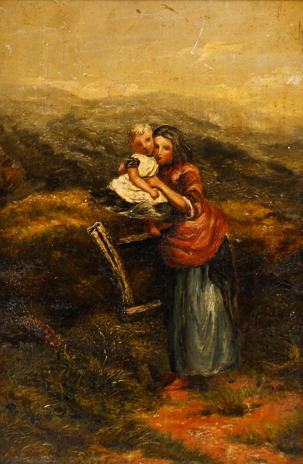 W. D. Halloway  - 1888 Oil, Mother and Child on the Moors - Painting by Unknown