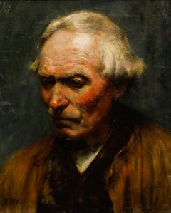 W. Dey - Olio del primo Novecento incorniciato, Gentiluomo pensieroso