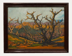 W. Donald Angier - Framed 1933 Oil, Tree Forms, Richmond Park