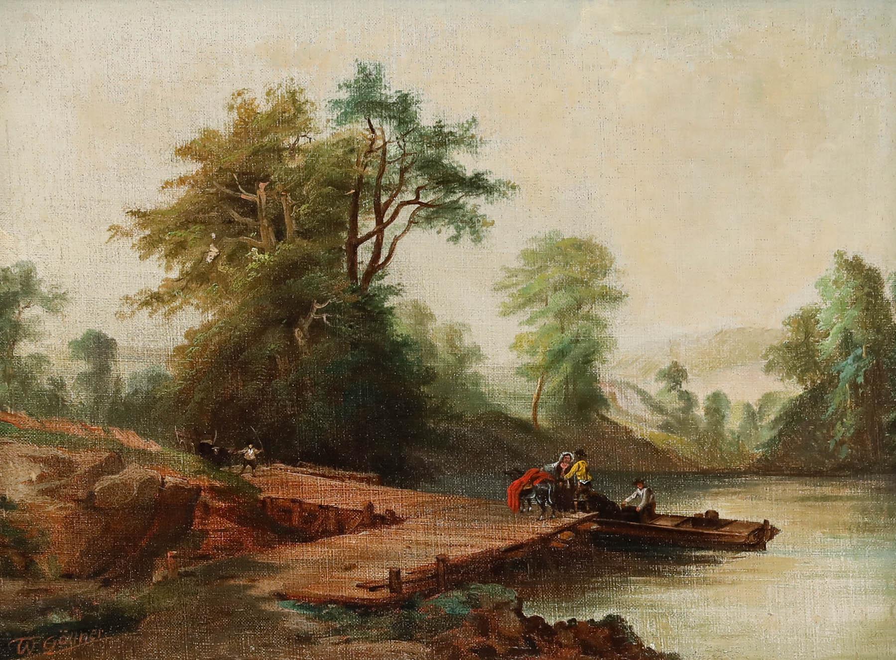 W. Göllner - Huile du XIXe siècle, Traversée du lac - Painting de Unknown