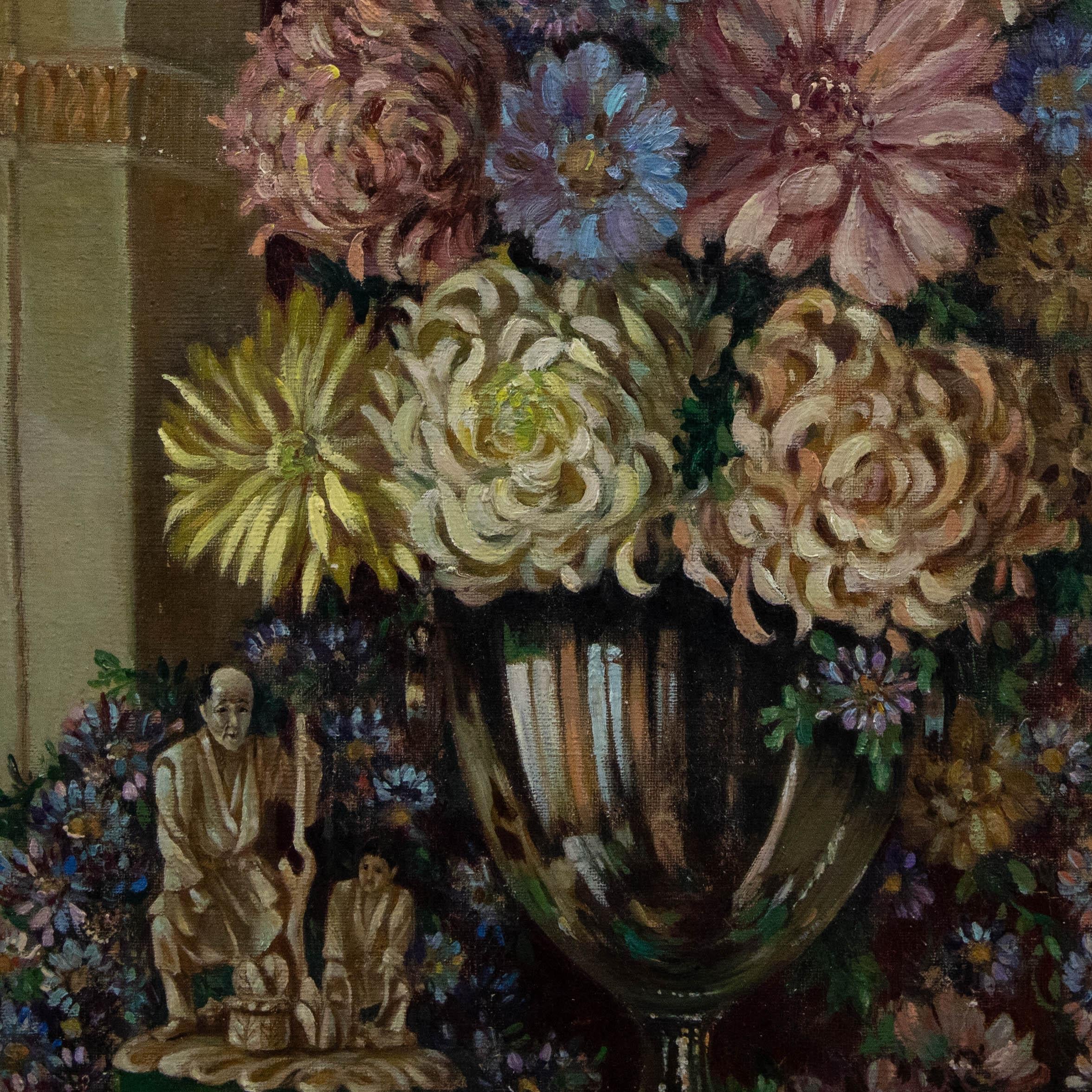 W. Jo Hine  - 1943 Oil, Flowers in the Alcove For Sale 1