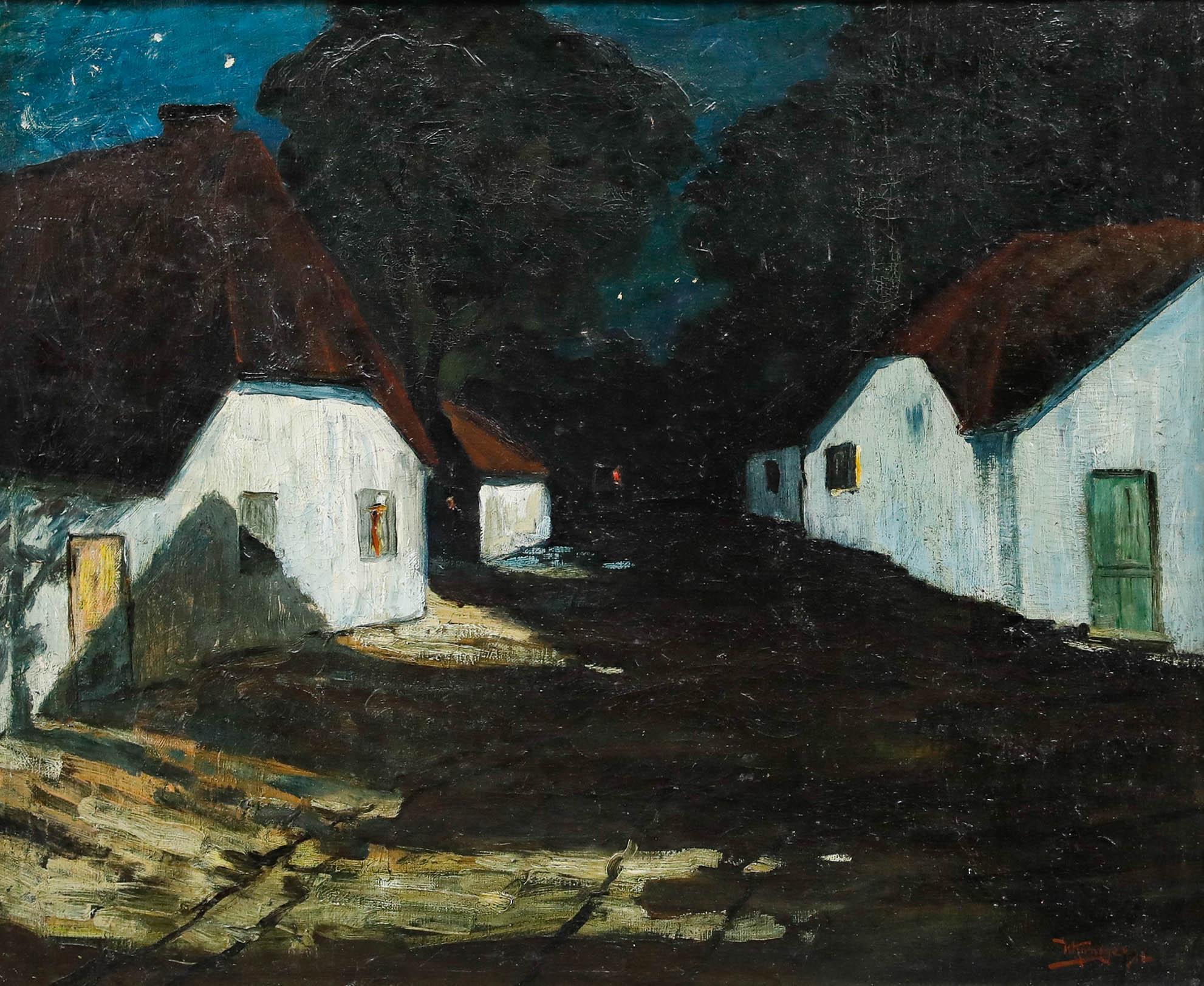 W. Koniger - Gerahmtes Öl von 1912, Bei Vollmond – Painting von Unknown