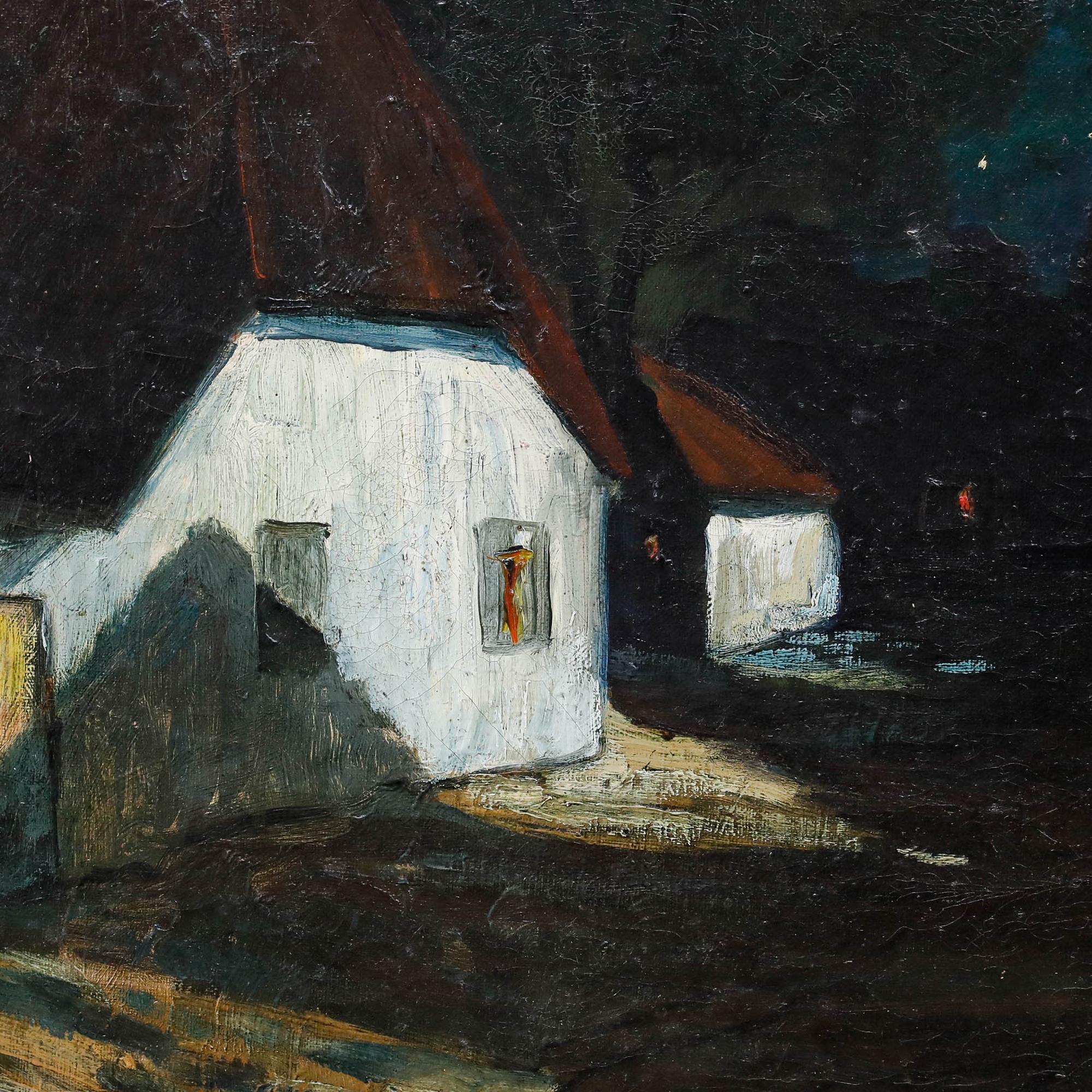 W. Koniger - Gerahmtes Öl von 1912, Bei Vollmond im Angebot 1