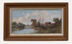 W. Lewis  - Mid 20th Century Oil, Farm on the River