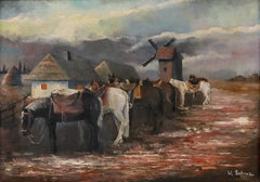 W. Schnez - Framed Mid 20th Century Oil, A Team of Horses