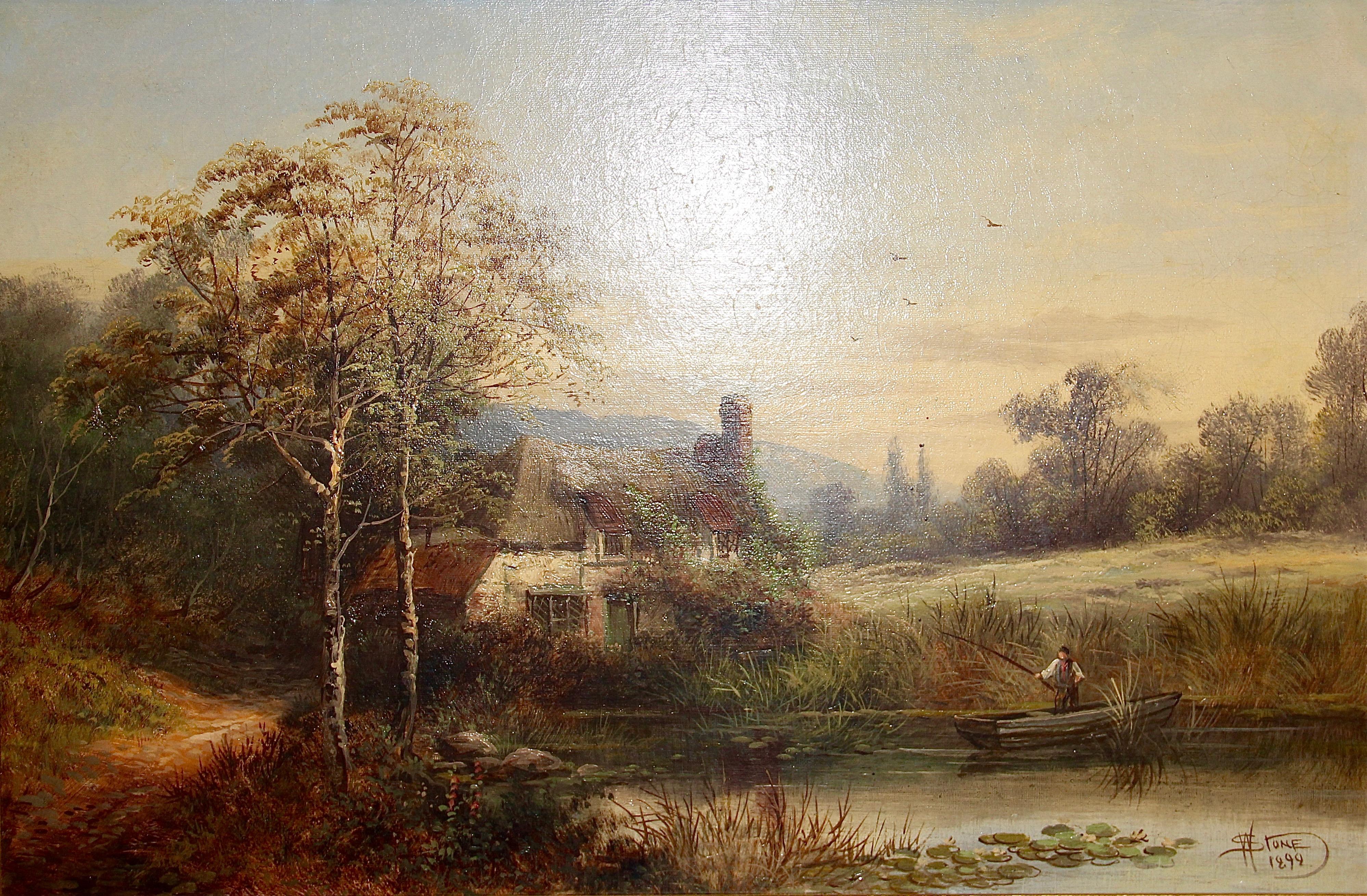 Unknown Landscape Painting - W. Stone - 1892 oil painting