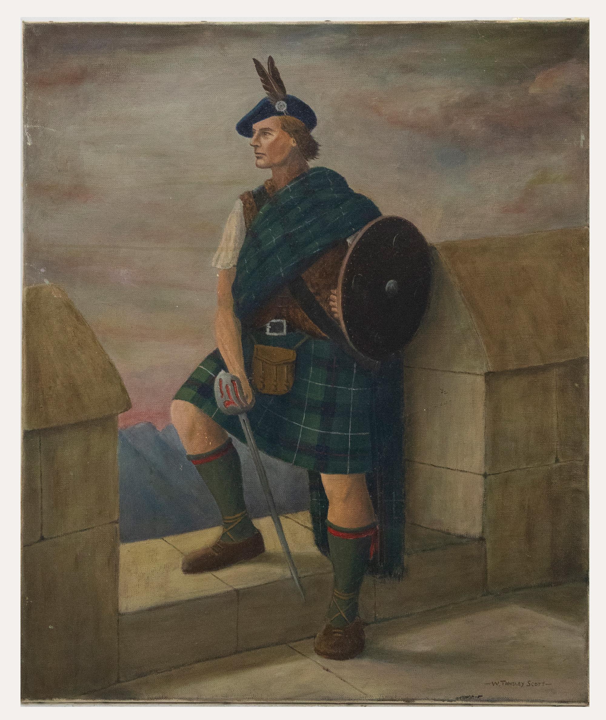 W. Tansley Scott  - 20th Century Oil, Scottish Soldier - Painting by Unknown