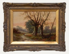W. Thomas - Encadré début du 20e siècle, huile, paysage d'automne avec personnage