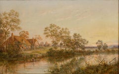 W. Watts  - 1928 Oil, Flowers on the Riverboat