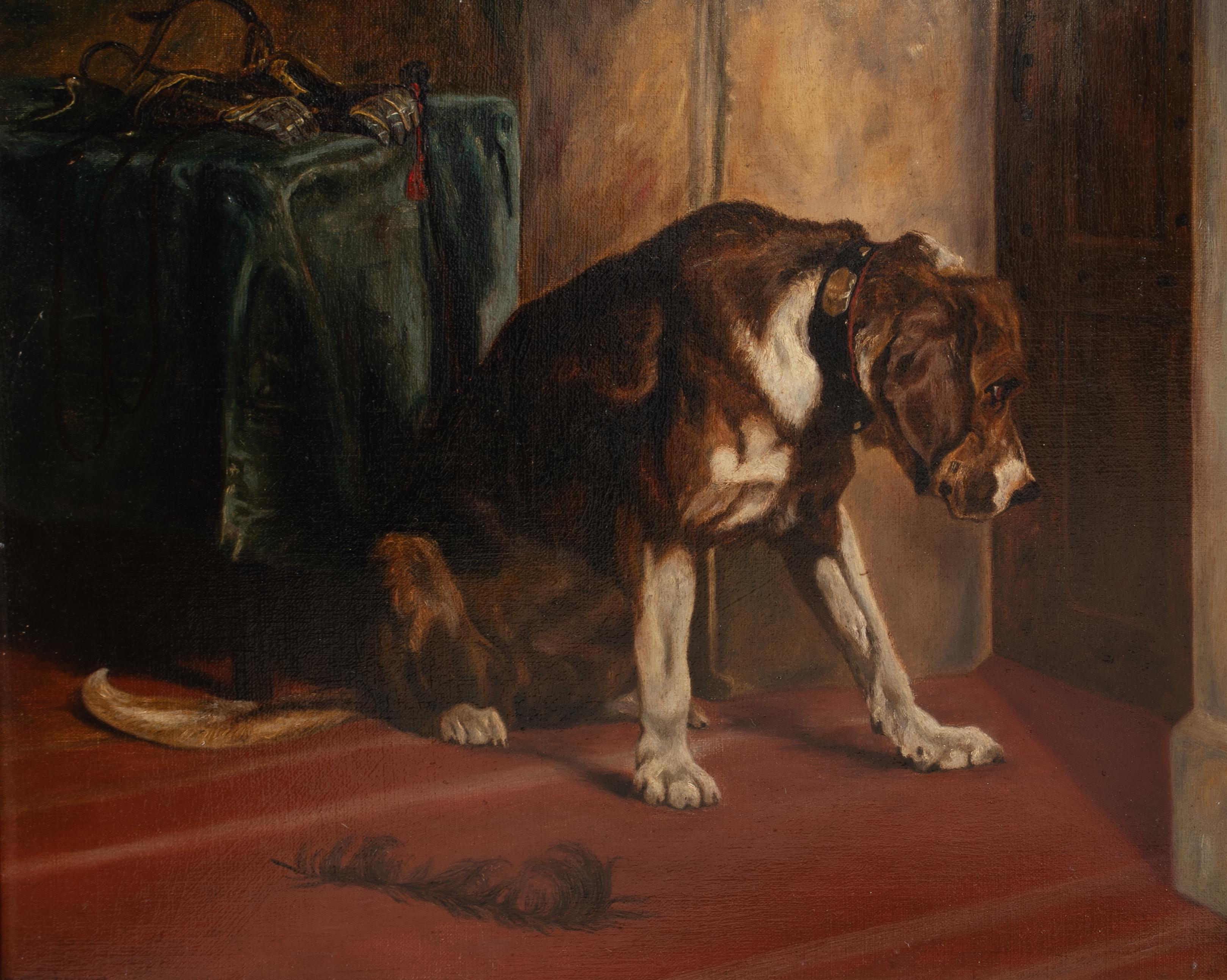 Esperando al maestro, siglo XIX  After Edwin Henry Landseer (1802-1873) - Animal Painting Marrón de Unknown