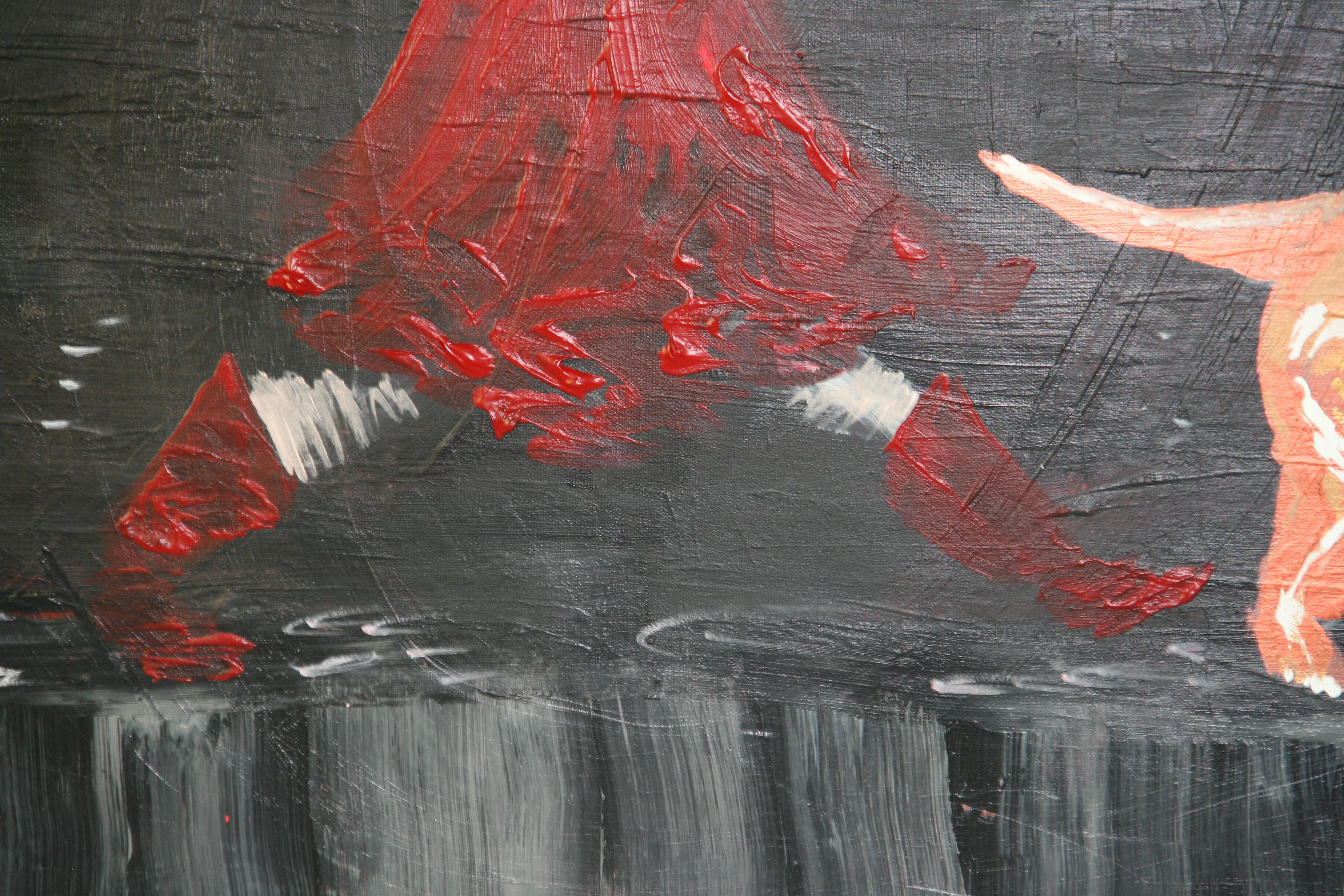 Walking the Dog in the Rain Oversized Oil For Sale 2