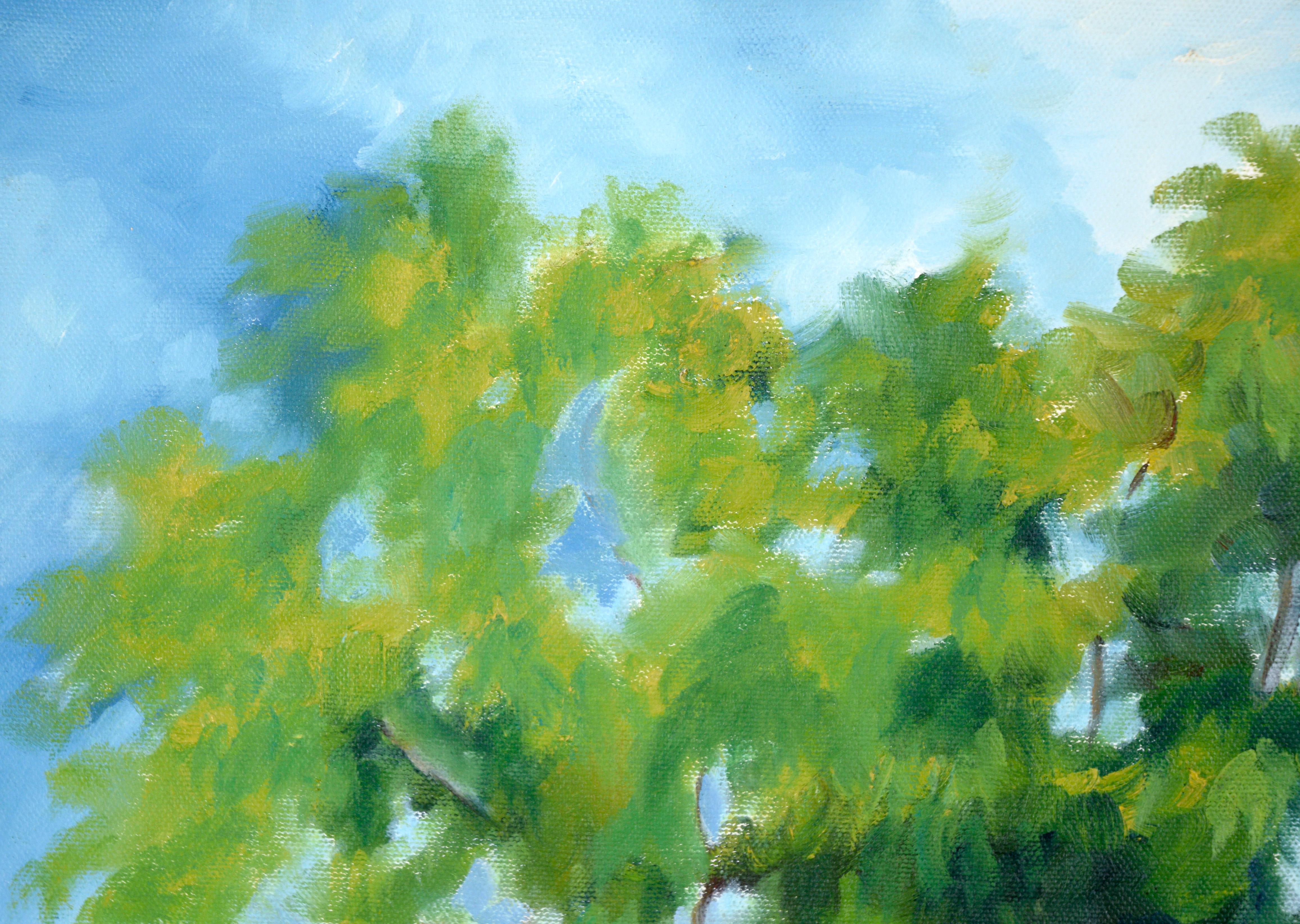 Walking the Path Under the Trees – Landschaft in Acryl auf Leinwand – Painting von Unknown
