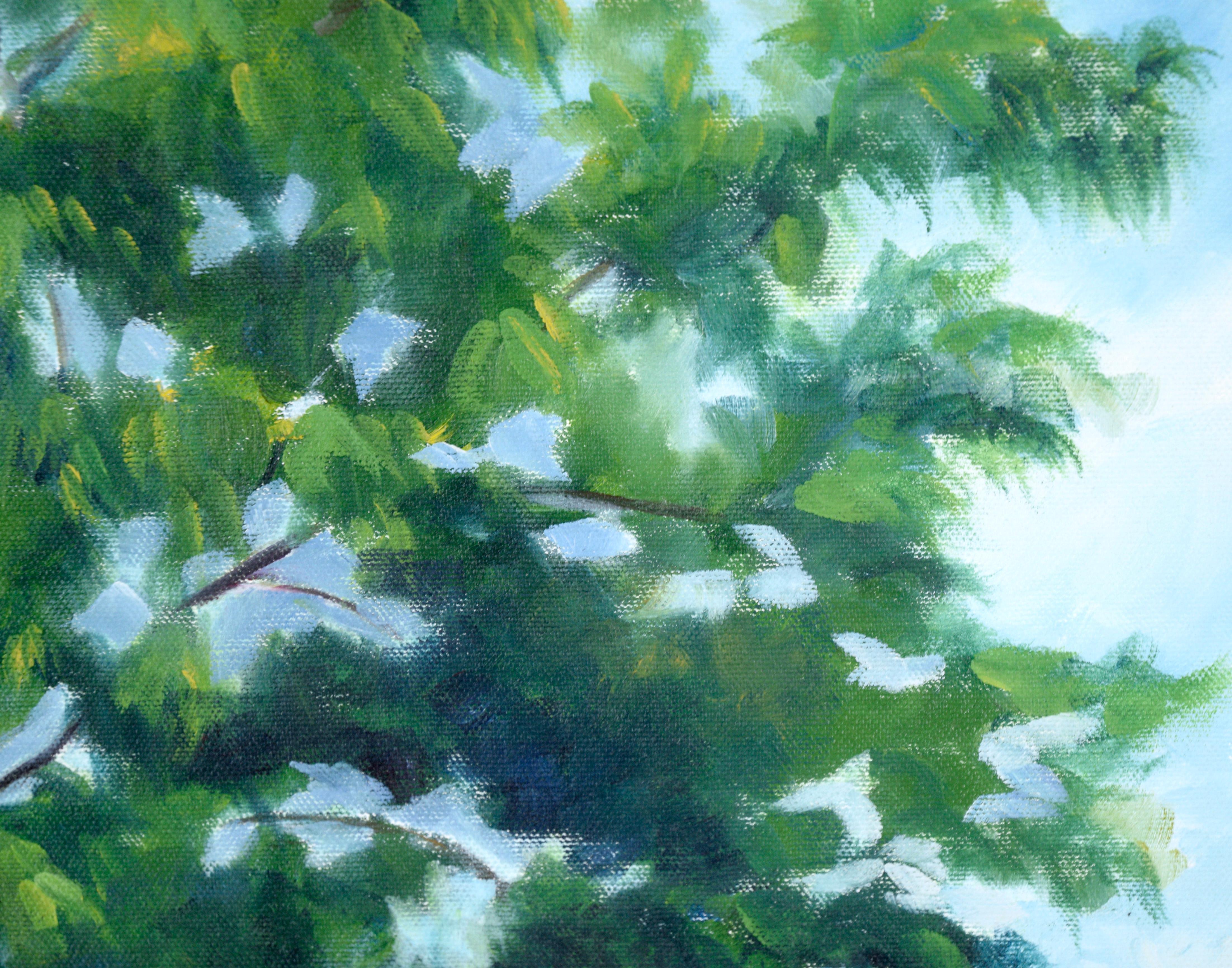 Walking the Path Under the Trees - Paysage en acrylique sur toile - Gris Figurative Painting par Unknown