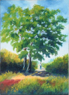 Walking the Path Under the Trees - Landscape in Acrylic on Canvas