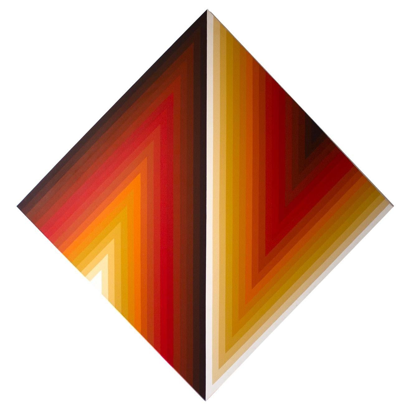 Unknown Abstract Painting – Walt Hines Hard Edge Acrylgemälde auf Leinwand „Raumschärpe“, 1970er Jahre