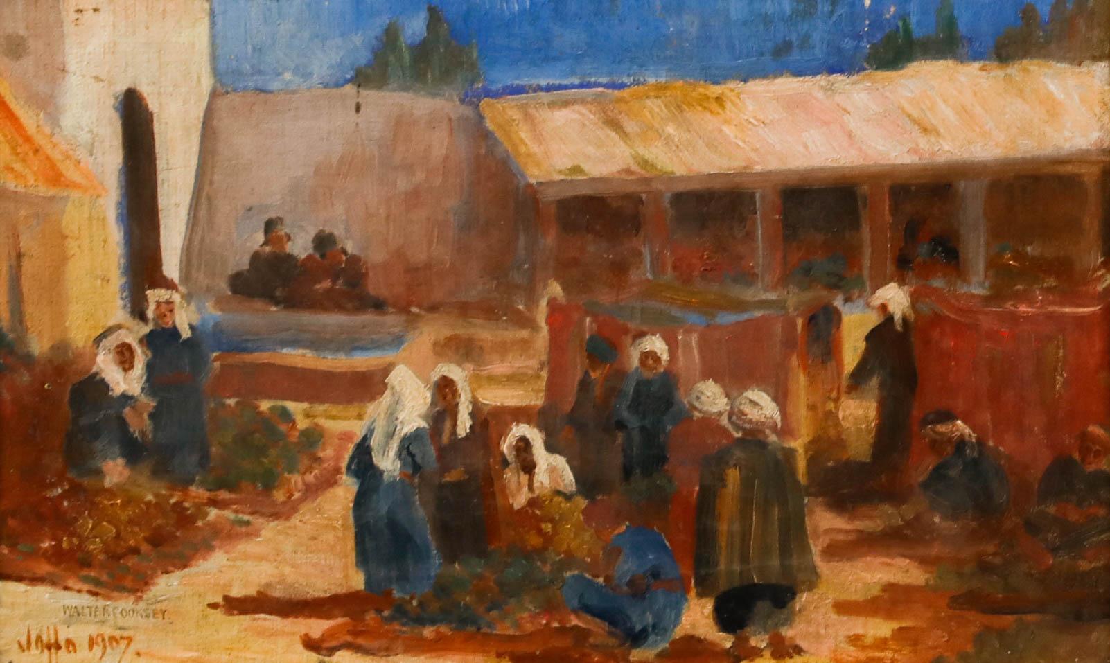 Walter Cooksey - Framed Early 20th Century Oil, The Old Market Place, Jaffa - Painting by Unknown