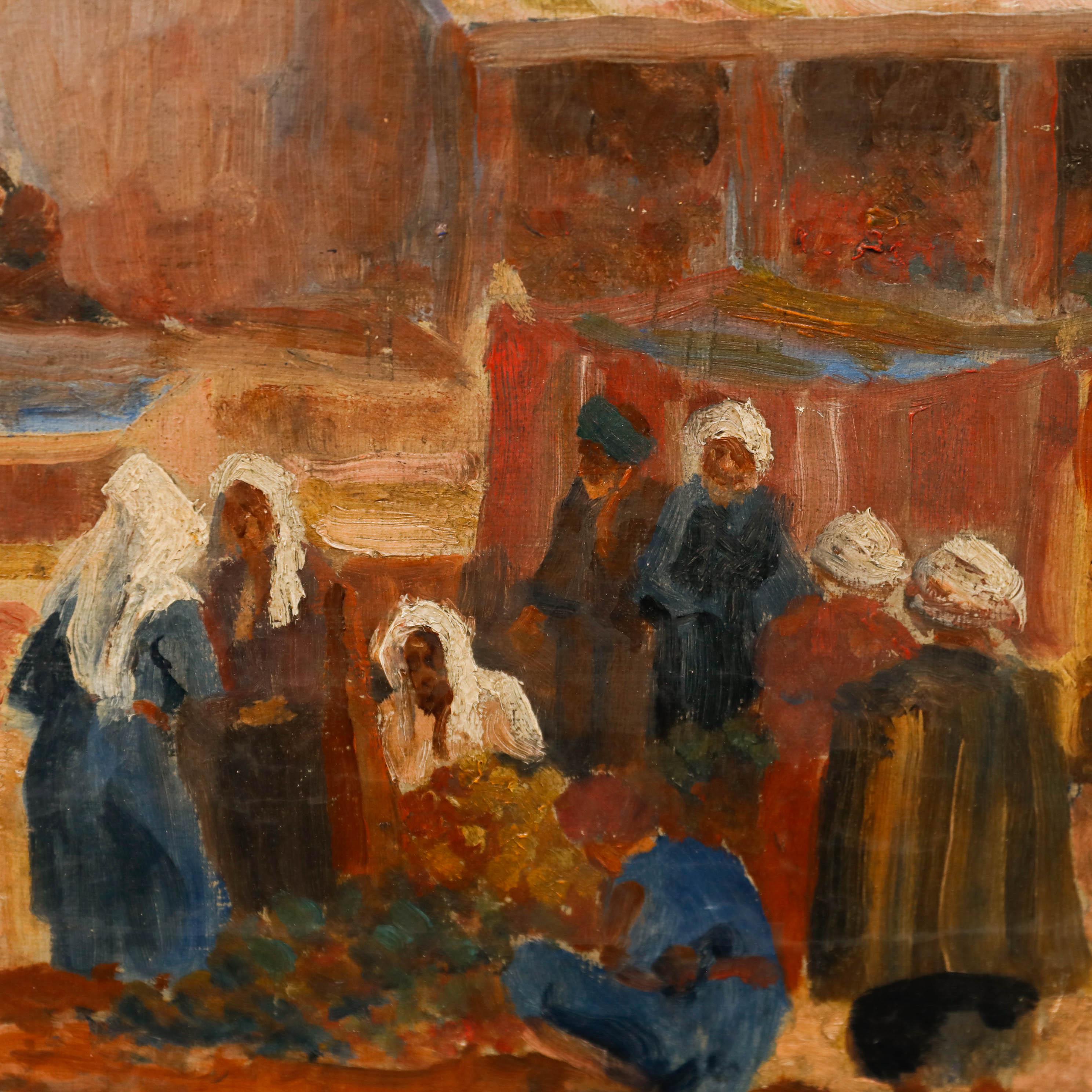 Walter Cooksey - Framed Early 20th Century Oil, The Old Market Place, Jaffa - Gray Figurative Painting by Unknown
