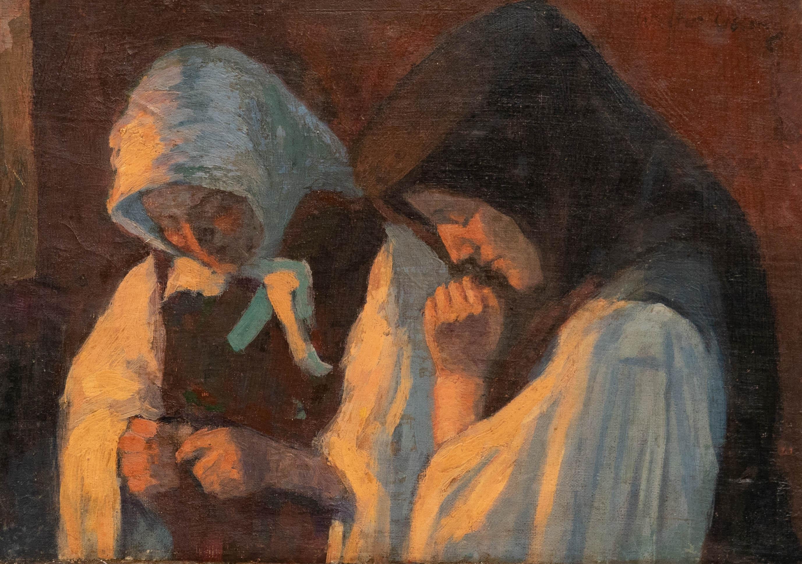 Walter Oston  - Early 20th Century Oil, A Moment of Faith - Painting by Unknown