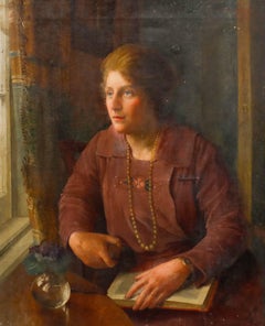Walter Savage Cooper (1861-1943) - Framed 1924 Oil, Lady in Thought