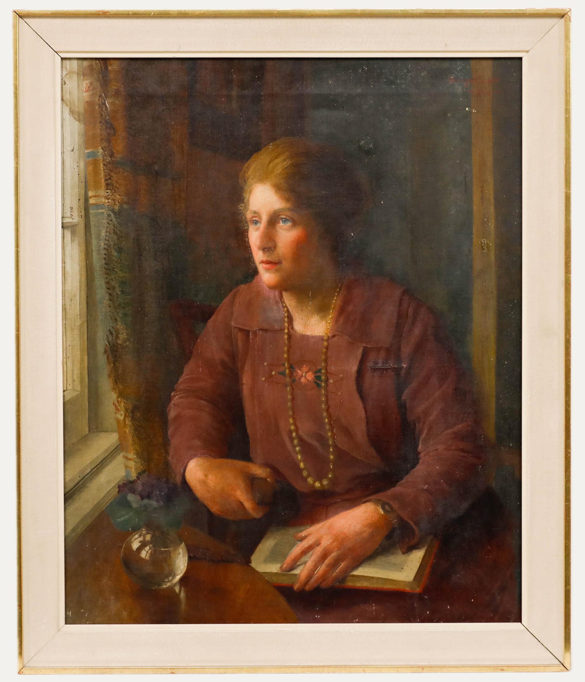 Walter Savage Cooper (1861-1943) - Gerahmtes Ölgemälde, Lady in Thought, 1924