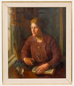 Walter Savage Cooper (1861-1943) - Framed 1924 Oil, Lady in Thought