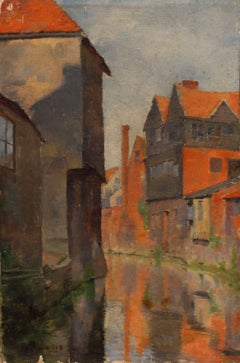 Walter Wallis (1853-1934) - Olio dell'inizio del XX secolo, Riflessioni sul canale