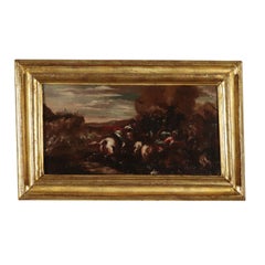 Antique War Scene Oil Painting Late 17th Century