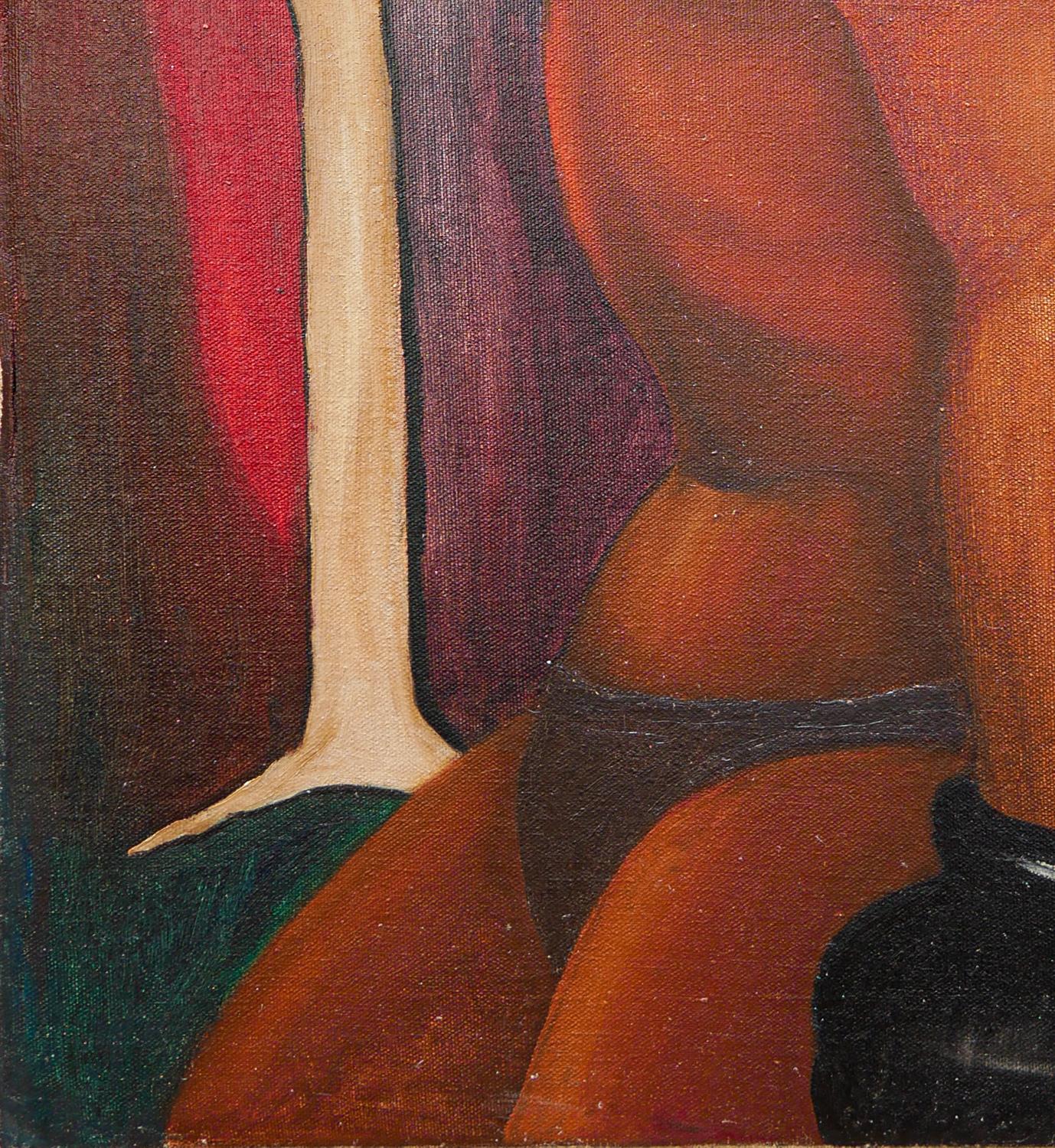 Warm-toned abstract figurative painting by an unknown artist. The painting depicts Galveston, TX boxer John Arthur Johnson in profile view. Unsigned. Unframed but framing options are available.
