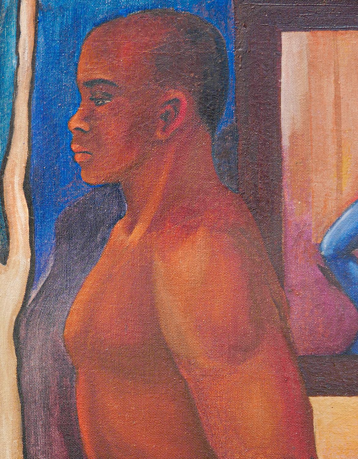 Warm-Toned Abstract Figurative Portrait of Boxer Jack Johnson For Sale 2