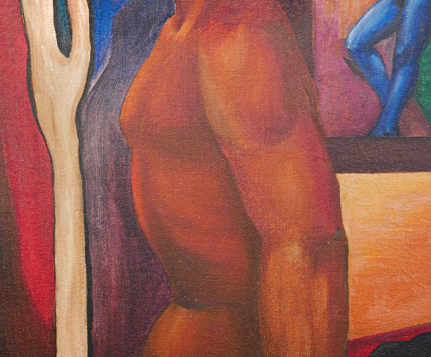 Warm-Toned Abstract Figurative Portrait of Boxer Jack Johnson For Sale 4
