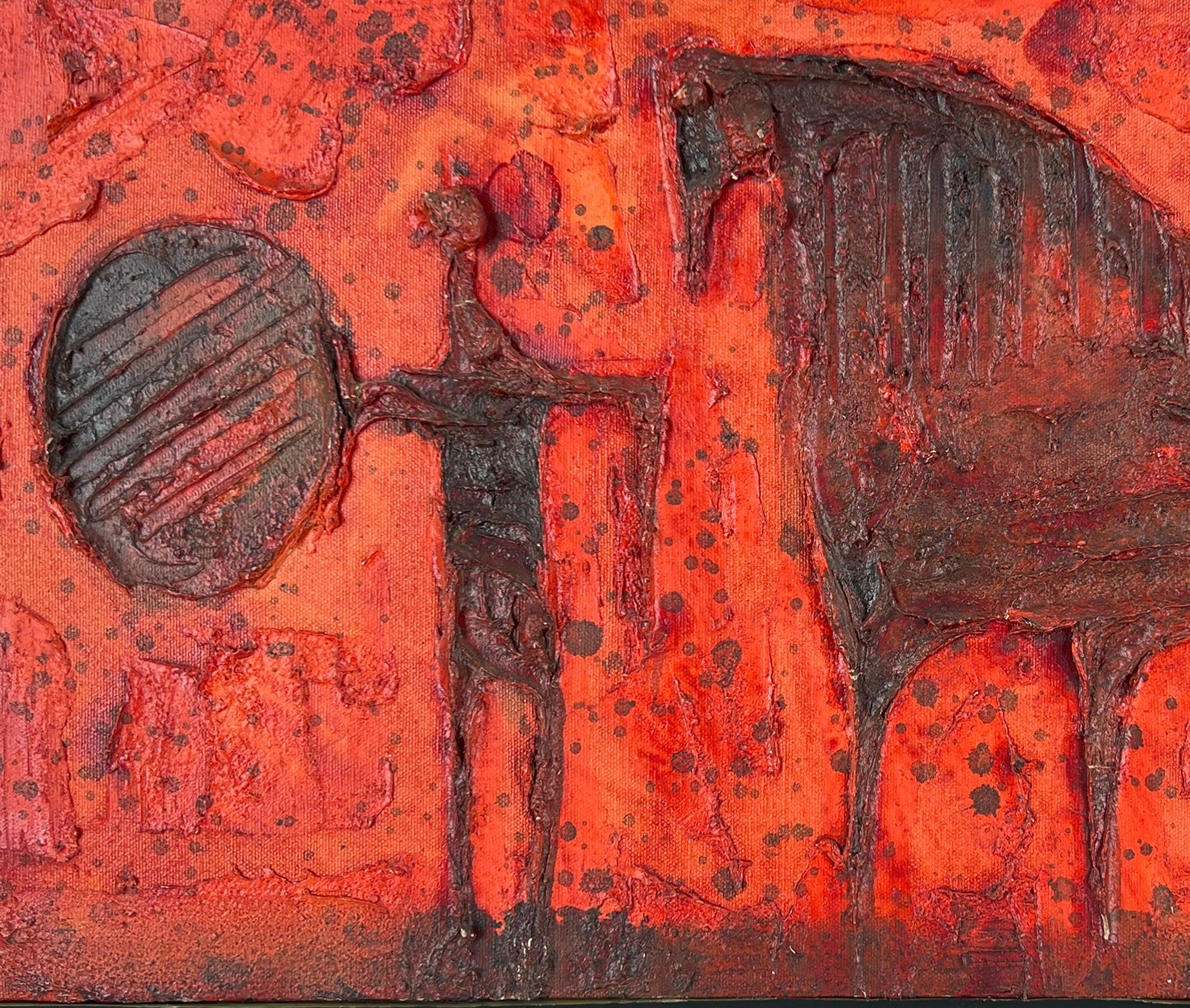 Original Ölgemälde „Krieger und sein Pferd“ in Öl und Ton auf Leinwand im Angebot 1
