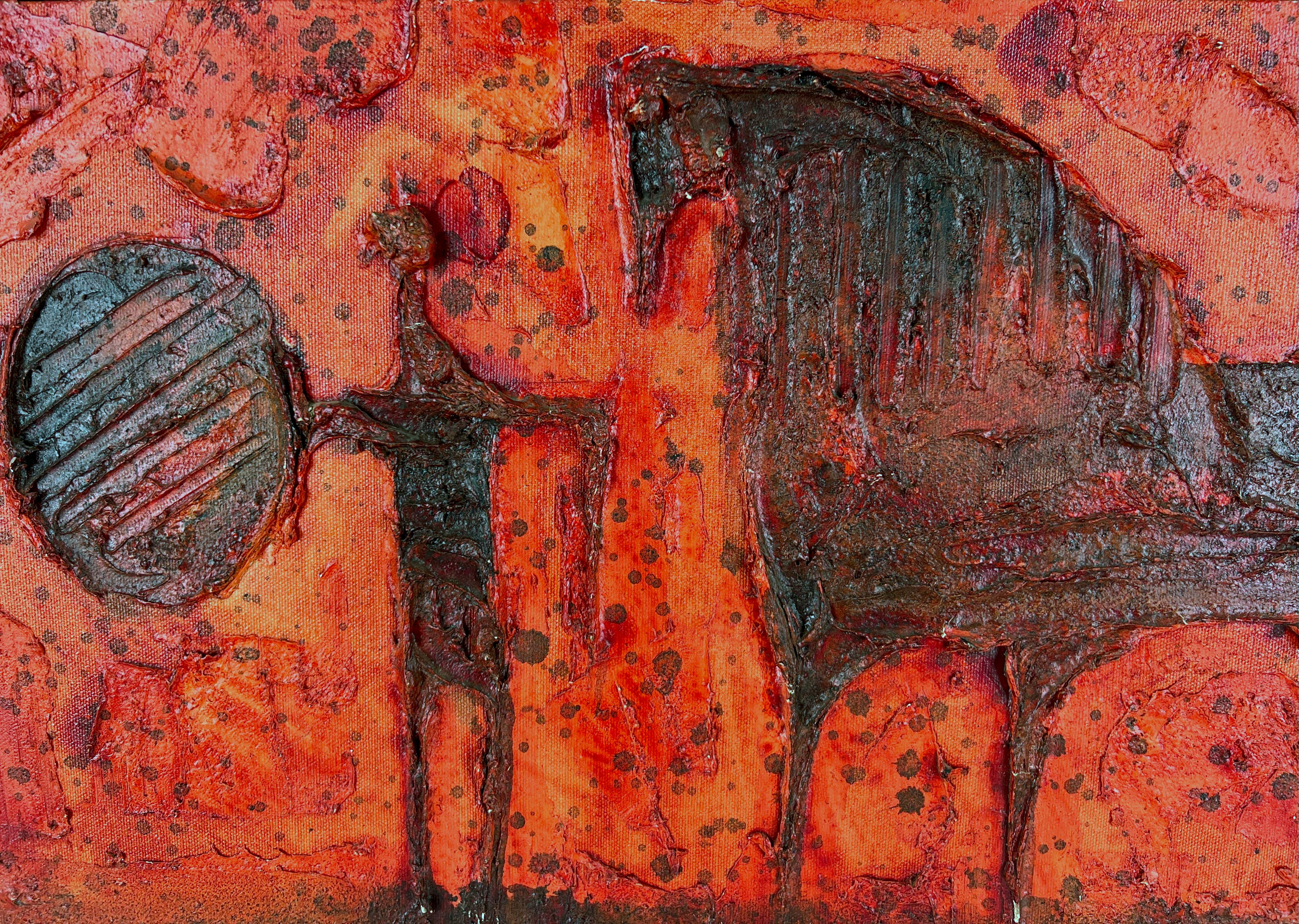 Original Ölgemälde „Krieger und sein Pferd“ in Öl und Ton auf Leinwand im Angebot 2