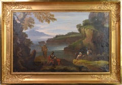 Figure di guerrieri che conversano in un paesaggio di Capriccio Pittura ad olio del 17-18 secolo